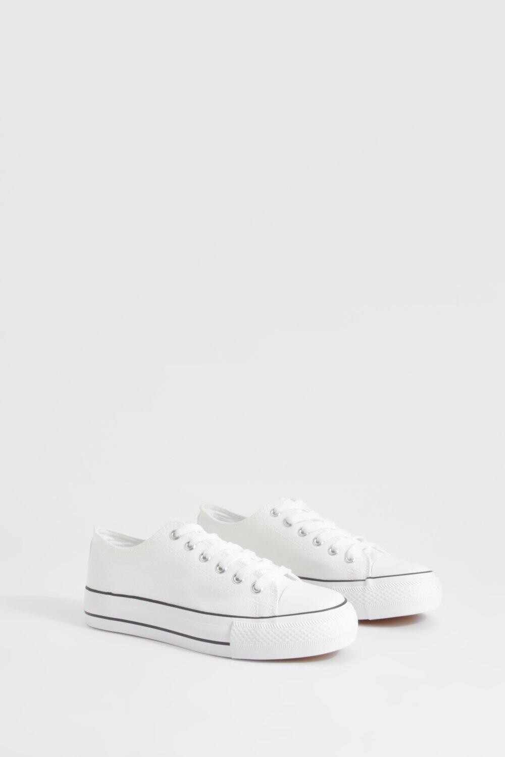 

Высокие кроссовки Platform Low Top Lace Up Trainers boohoo, белый