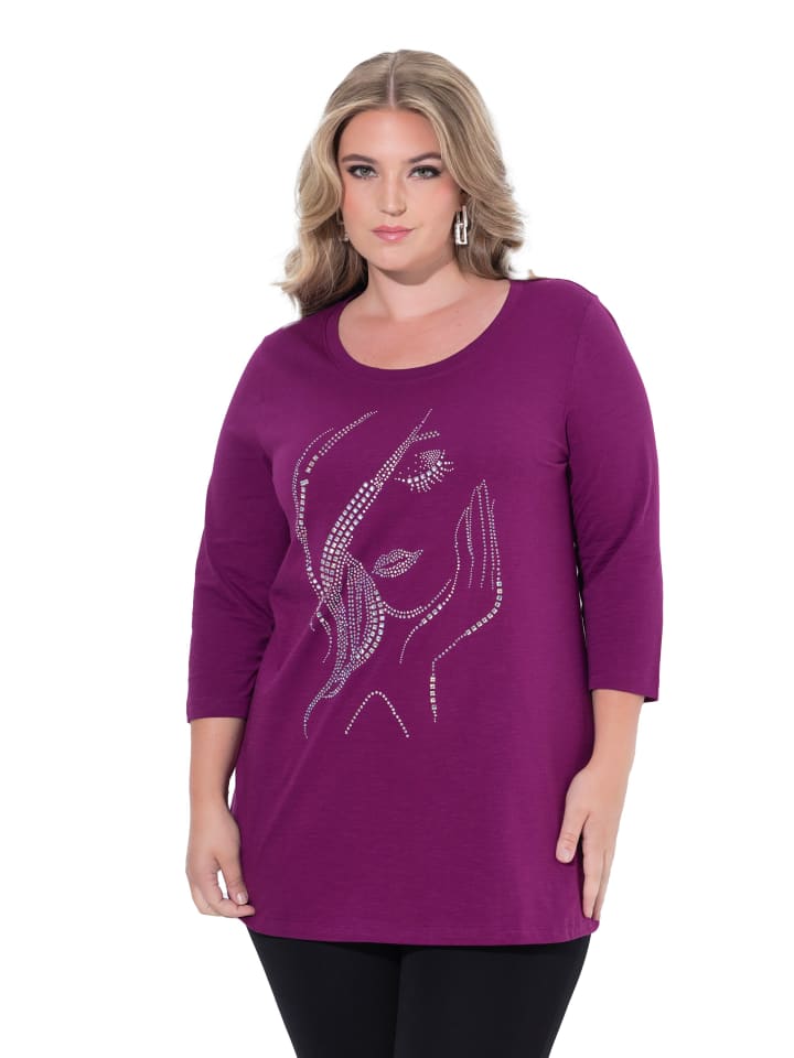 

MIAMODA Футболка с длинными рукавами ягодного розового цвета