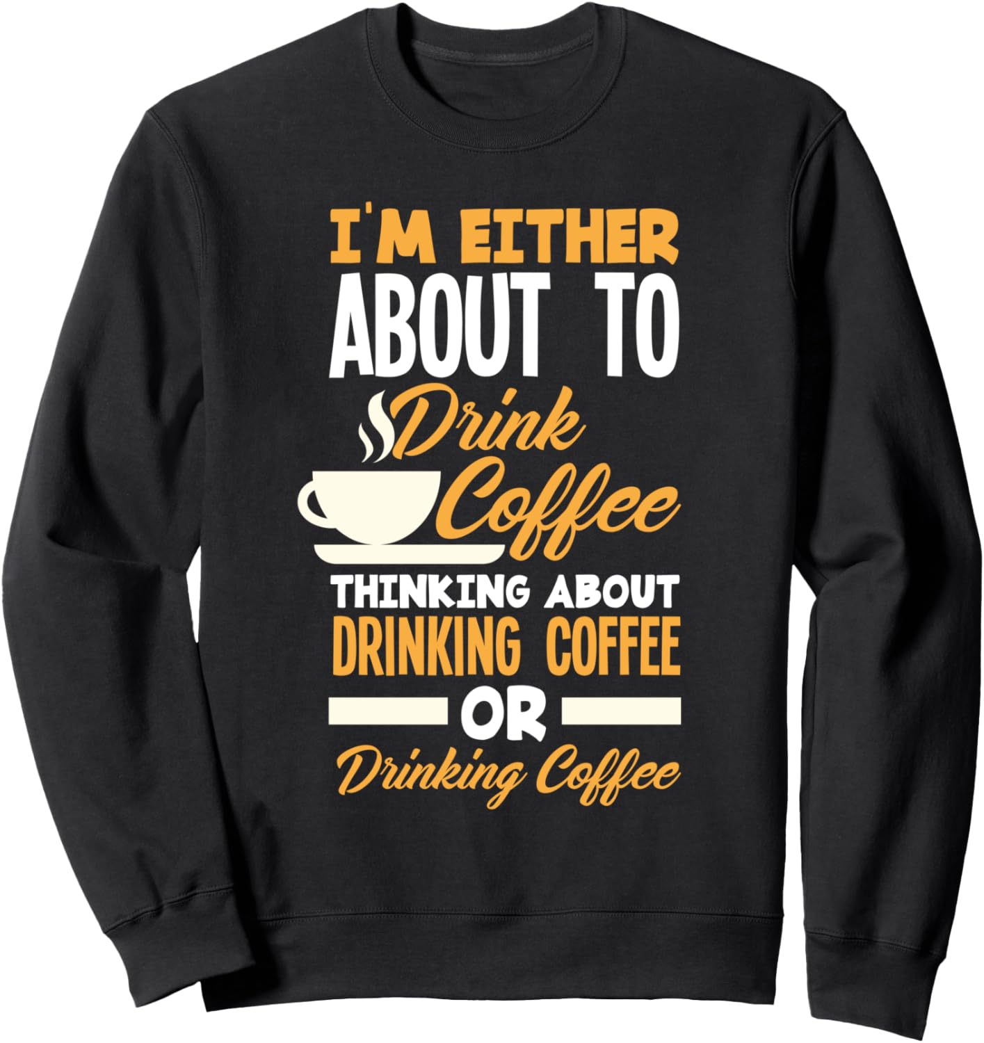 

Толстовка с забавным принтом Пей кофе, думай о кофе, черная, размер S Coffee Drinker Coffee Lover Barista Apparel & Gift