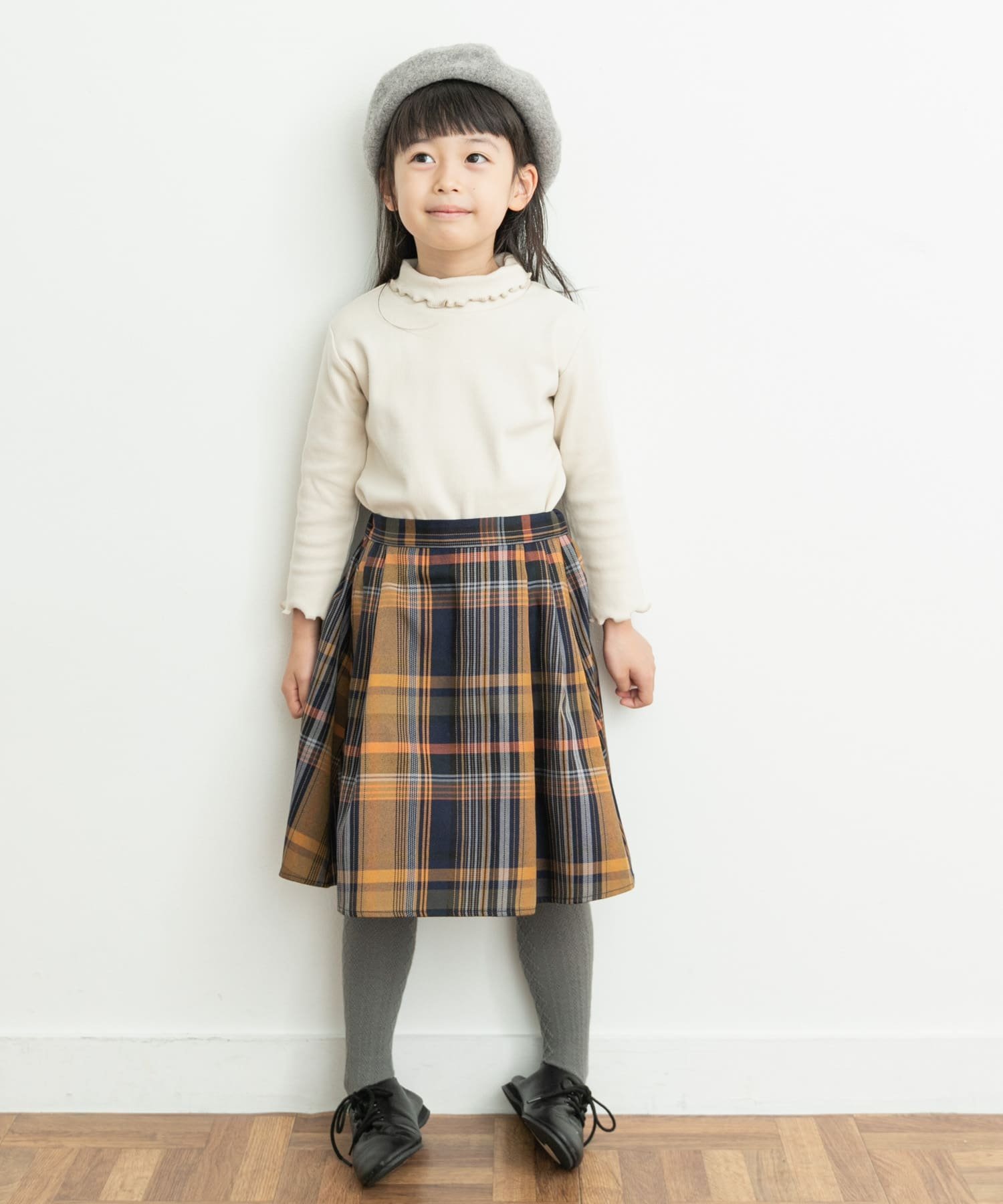 Детская юбка в клетку "Parent-Child Link" URBAN RESEARCH DOORS, NVY×ORG — фото 3