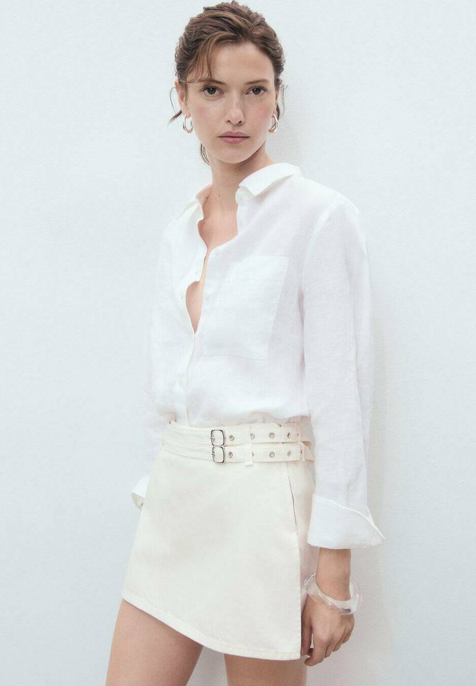 

Мини-юбка WITH DOUBLE - A-line skirt Mango, белый
