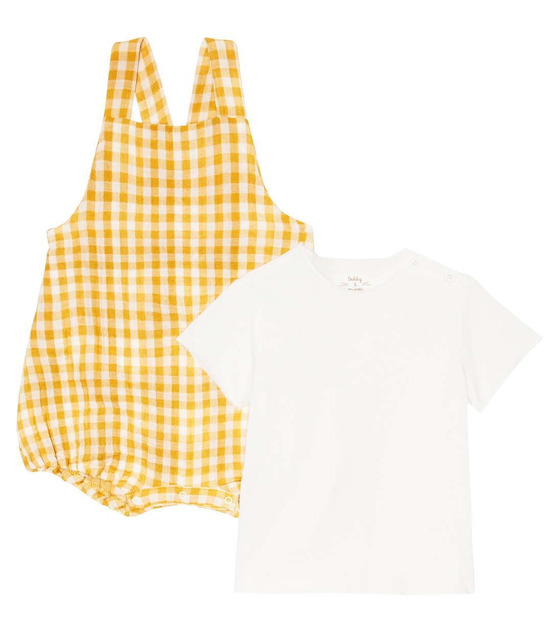 

Комплект из детской хлопковой футболки и комбинезона Il Gufo, Honey Yellow