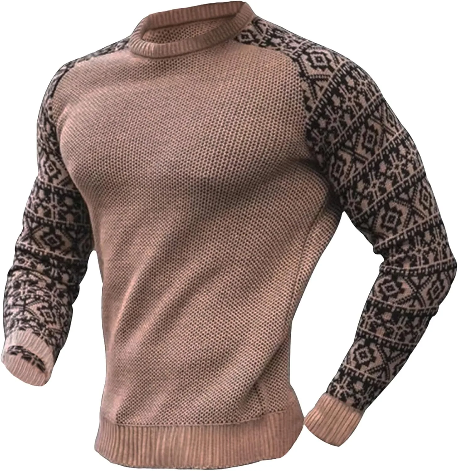 

Мужской вязаный свитер с принтом, длинный рукав, круглый вырез Gsywaipei