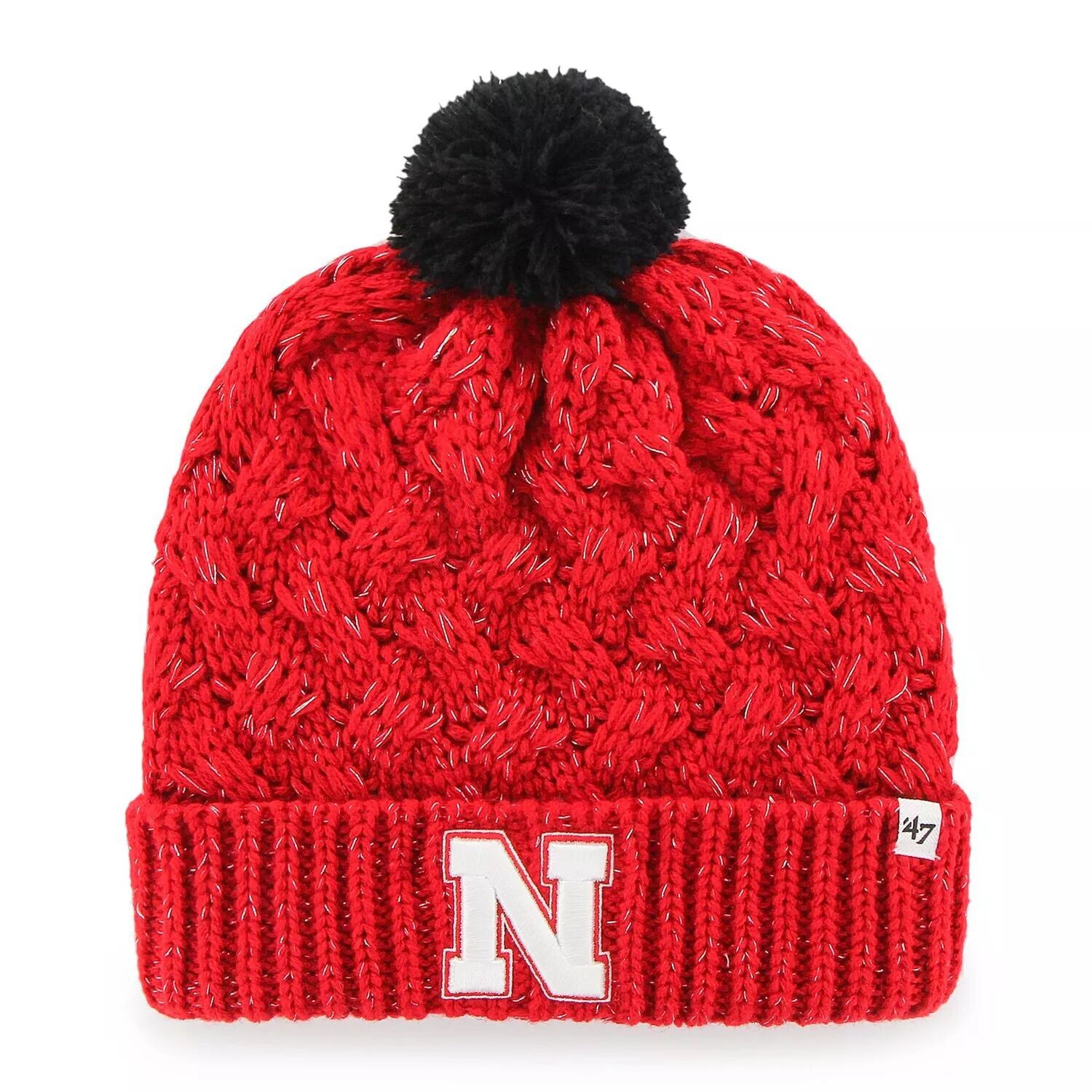 

Женская вязаная шапка с манжетами и помпоном Scarlet Nebraska Huskers Fiona '47