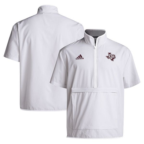 Мужская белая куртка Texas A&M Aggies 2024 Coaches Sideline с полузастежкой и коротким рукавом Adidas — фото 2