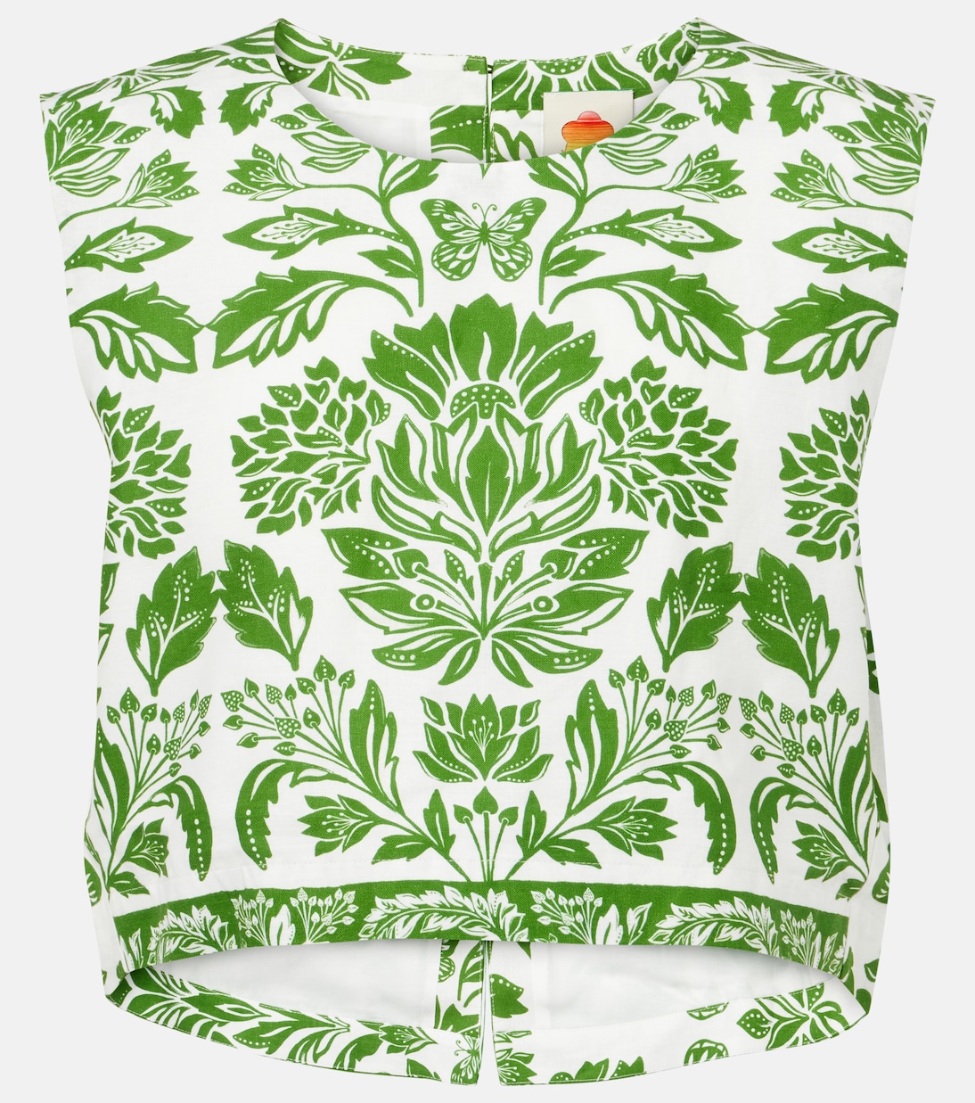 

Нежный гобеленовый топ из смеси льна Farm Rio, Delicate Tapestry Green