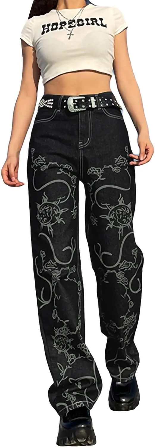 

Женские карго джинсы Vintage High Waist Denim Casual Style WZTYYDS