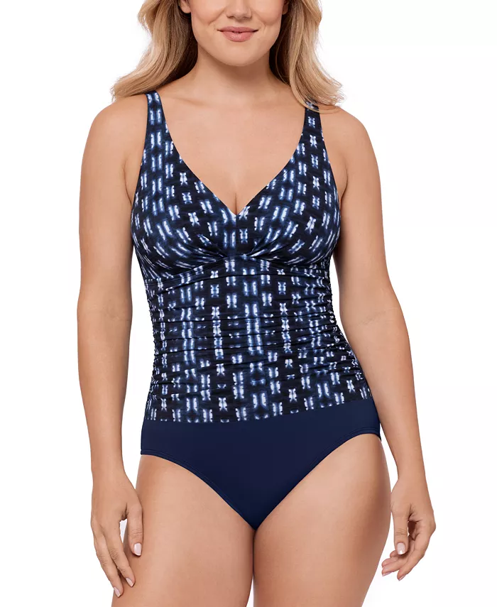 

Женский купальник с принтом и эффектом контроля живота Swim Solutions, синий
