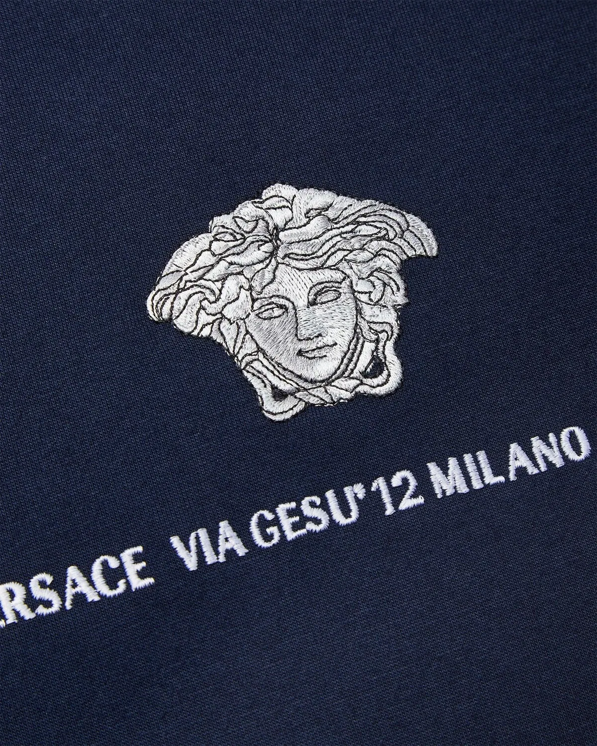 Футболка Milano с вышитой Медузой VERSACE, синий — фото 4