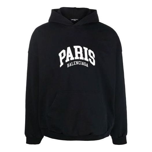 

Худи Balenciaga Cities Paris Hoodie Wide Fit 'Black White', черный