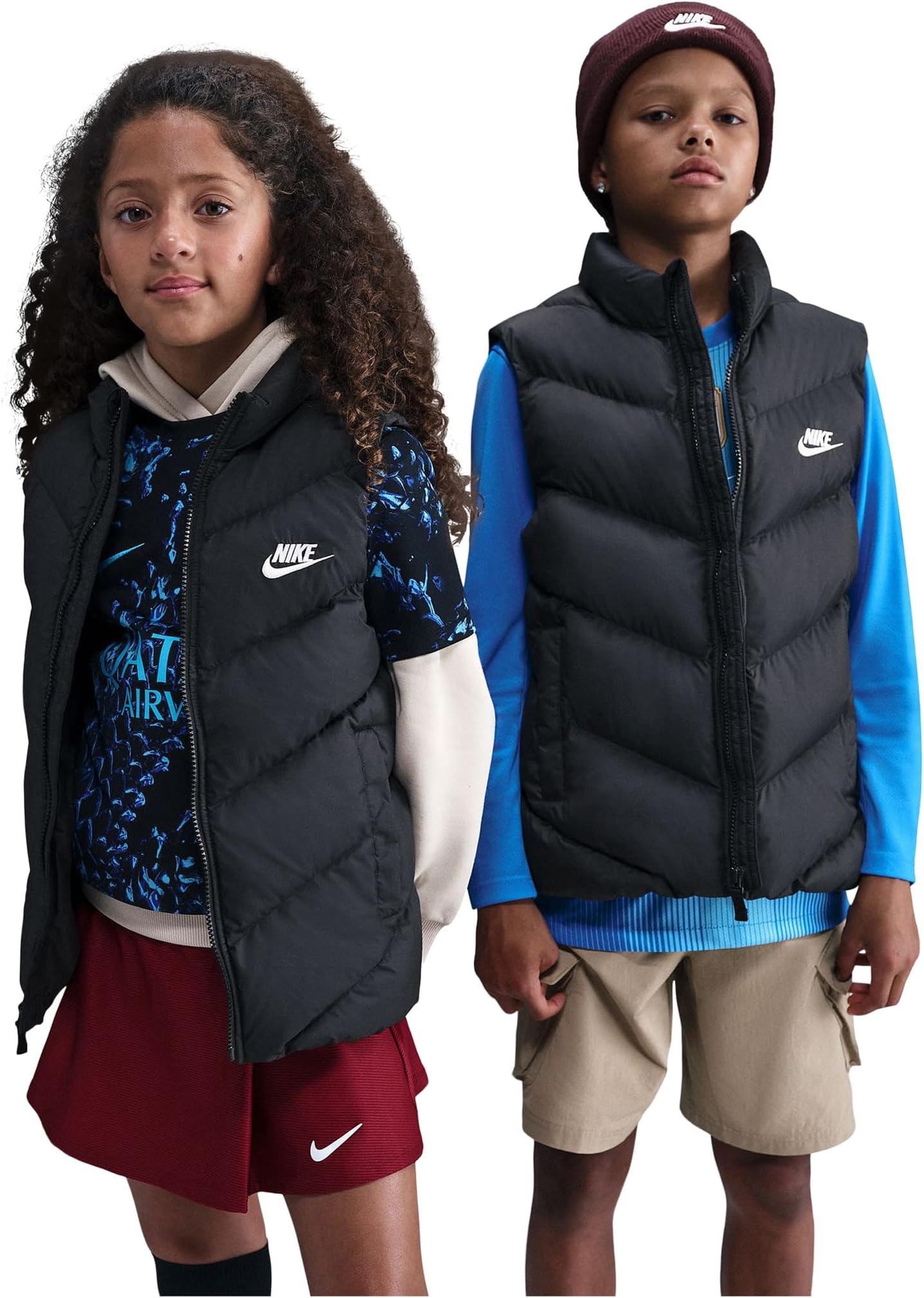 Спортивный жилет-пуховик Therma-FIT свободного кроя для игр на весь день Nike Kids, Black/White — фото 4