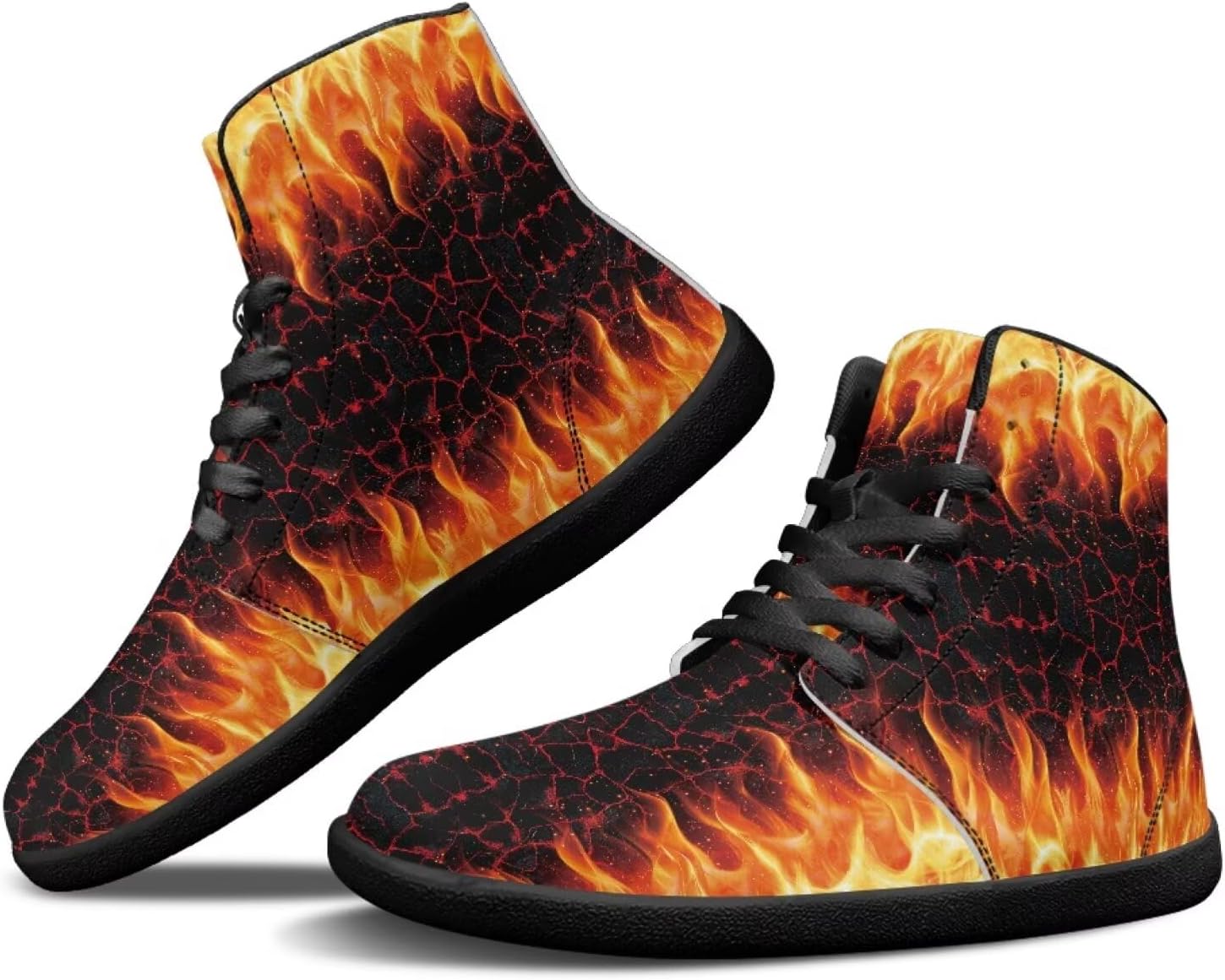 

Мужские минималистичные кроссовки Binienty с высоким верхом, нулевая разница по подошве, широкая носочная часть, для прогулок на улице, походов и тенниса, Flame Cracks