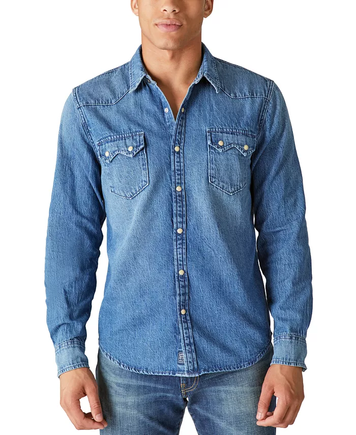 

Мужская джинсовая рубашка в западном стиле Sawtooth Lucky Brand, синий