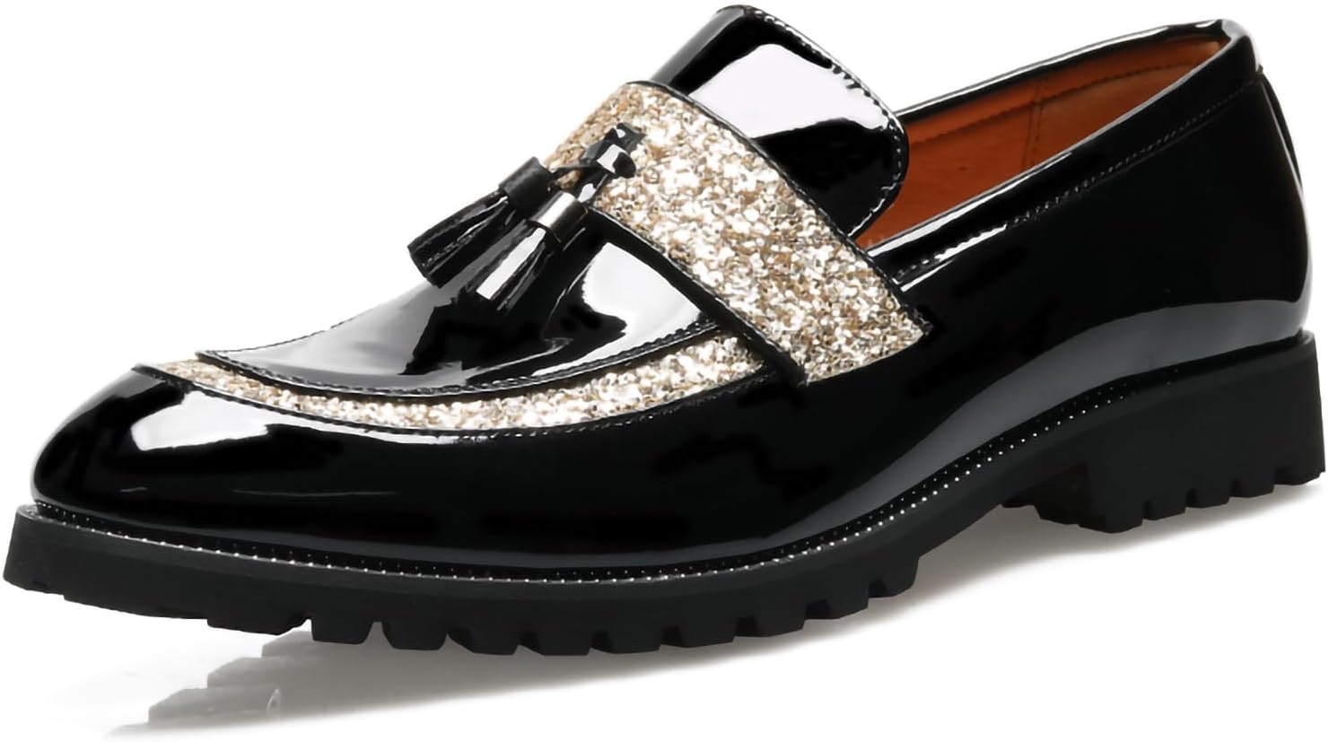 

Мужские лоферы из ПУ-кожи с блестящими кисточками - блестящие слипоны для свадьбы, вечеринки, выпускного и официальных мероприятий Generic, золотой