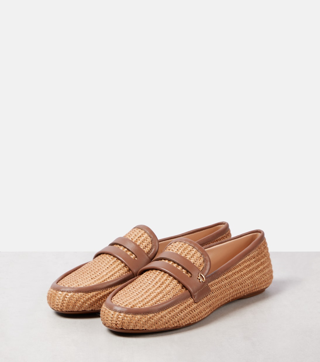 Мокасины из рафии с кожаной отделкой Gianvito Rossi, Cuoio+Cuoio — фото 4