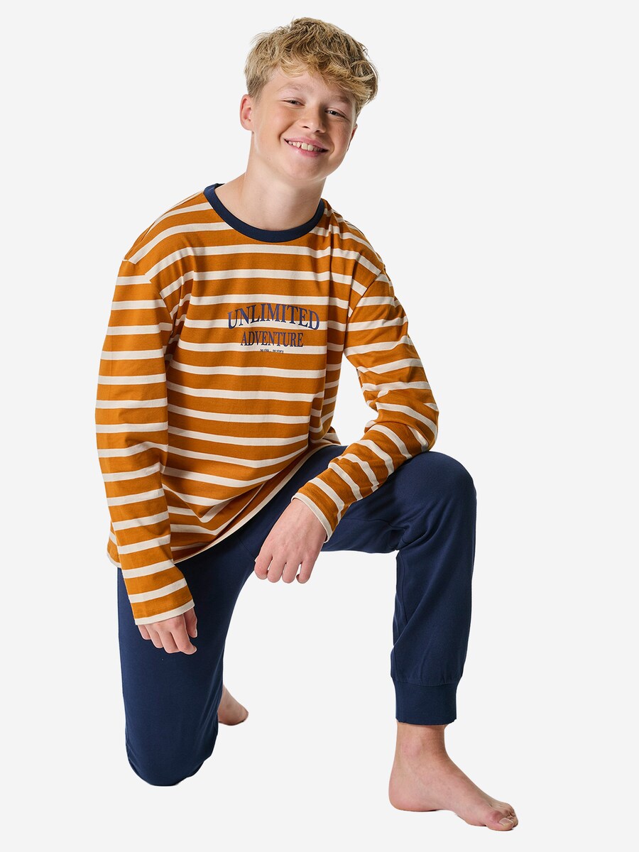 Пижама SCHIESSER Nightwear 2, темно-синий/оранжевый — фото 3
