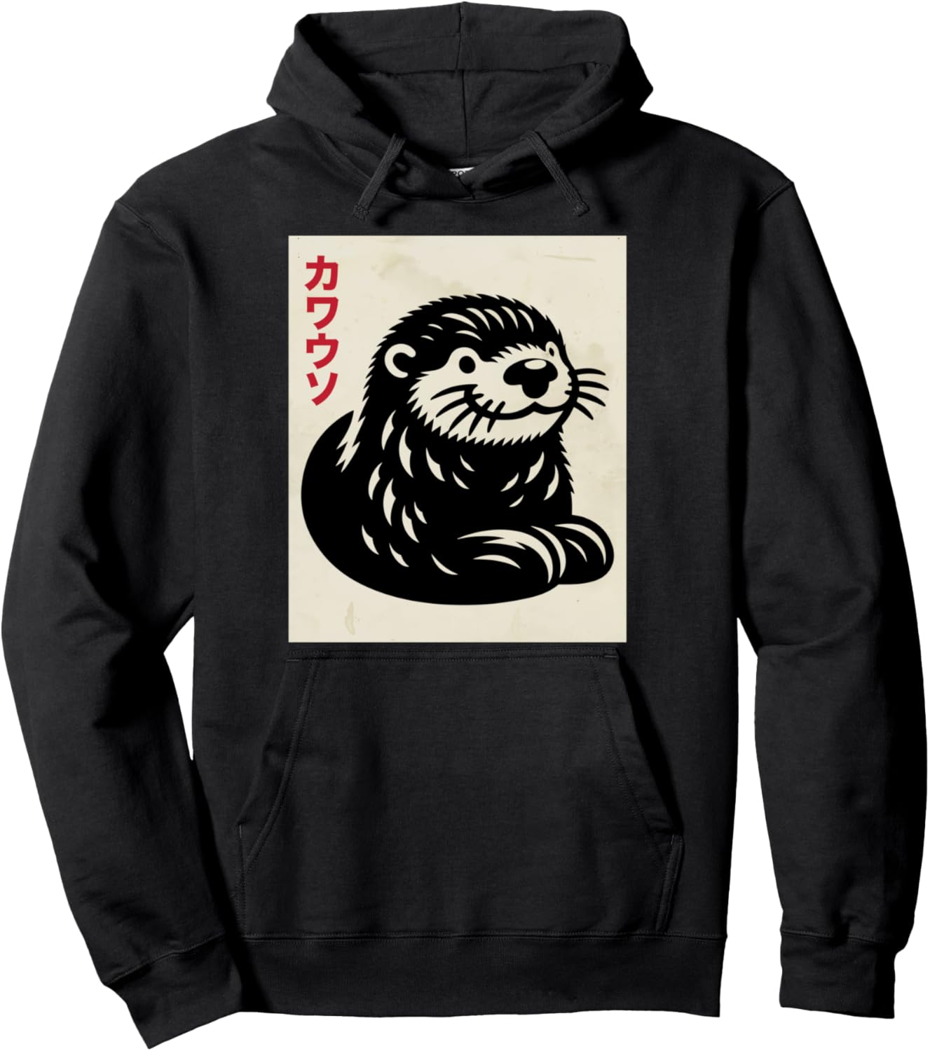 

Худи в пастельных тонах с изображением выдры в стиле укие-э, Япония Japanese Merch & Vaporwave Aesthetics Gift, черный