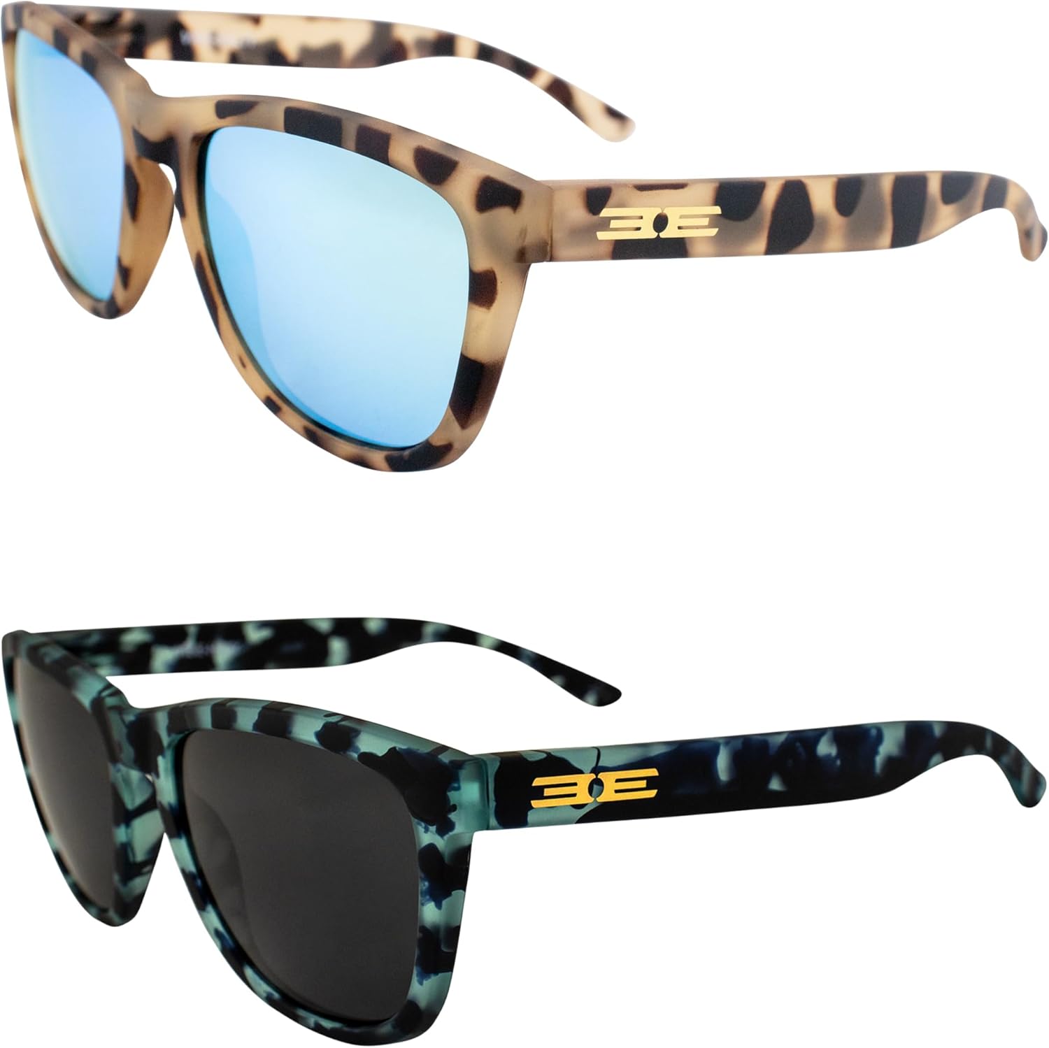 

Солнцезащитные очки Epoch Eyewear Vibe с поляризацией, женские и мужские, 2 пары: кремовые Demi с бирюзовыми зеркальными линзами и синие Demi с дымчатыми зеркальными линзами, Demi-teal/Smoke