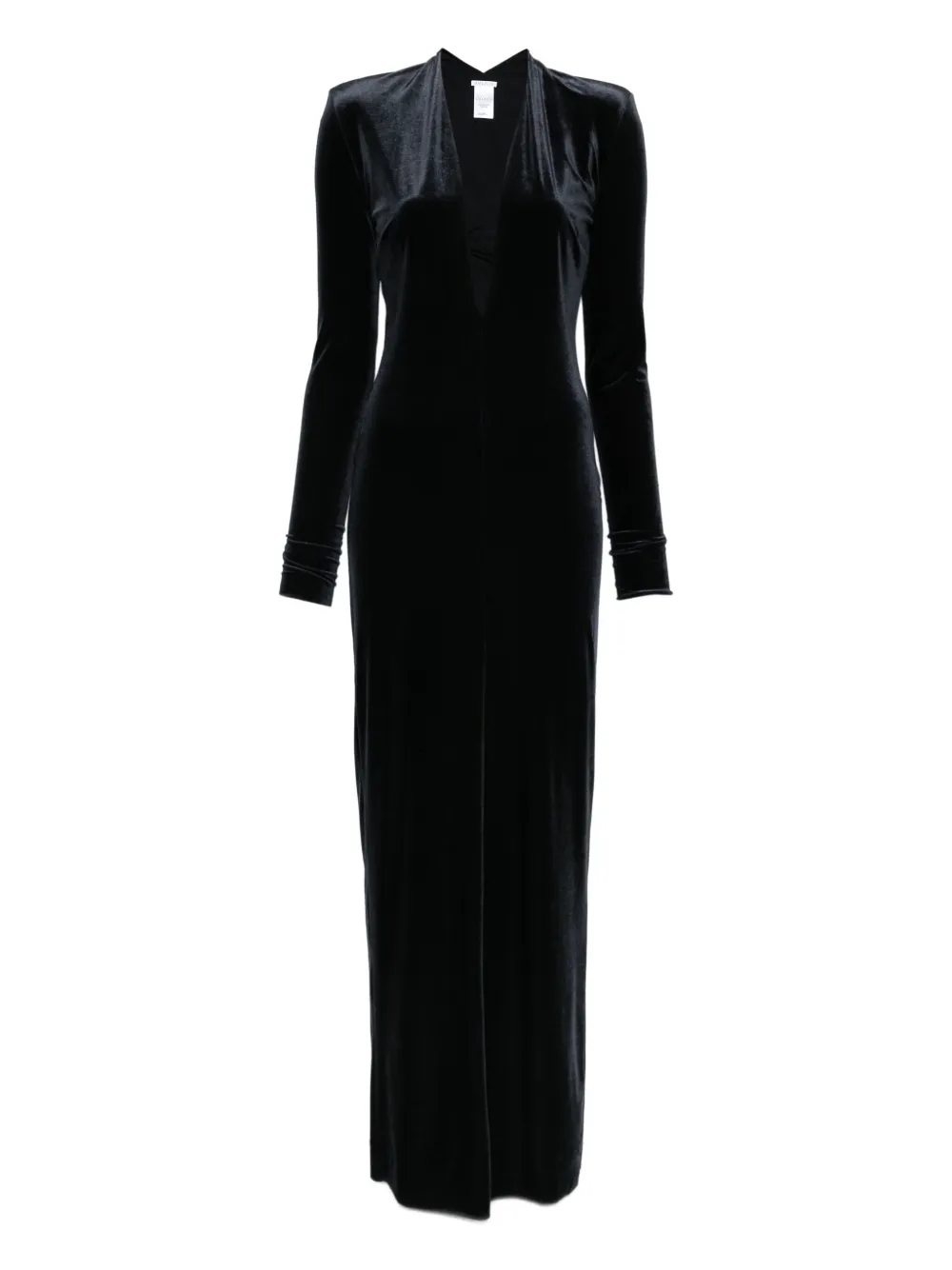 

Макси-платье из бархата с V-образным вырезом Amazuìn, черный