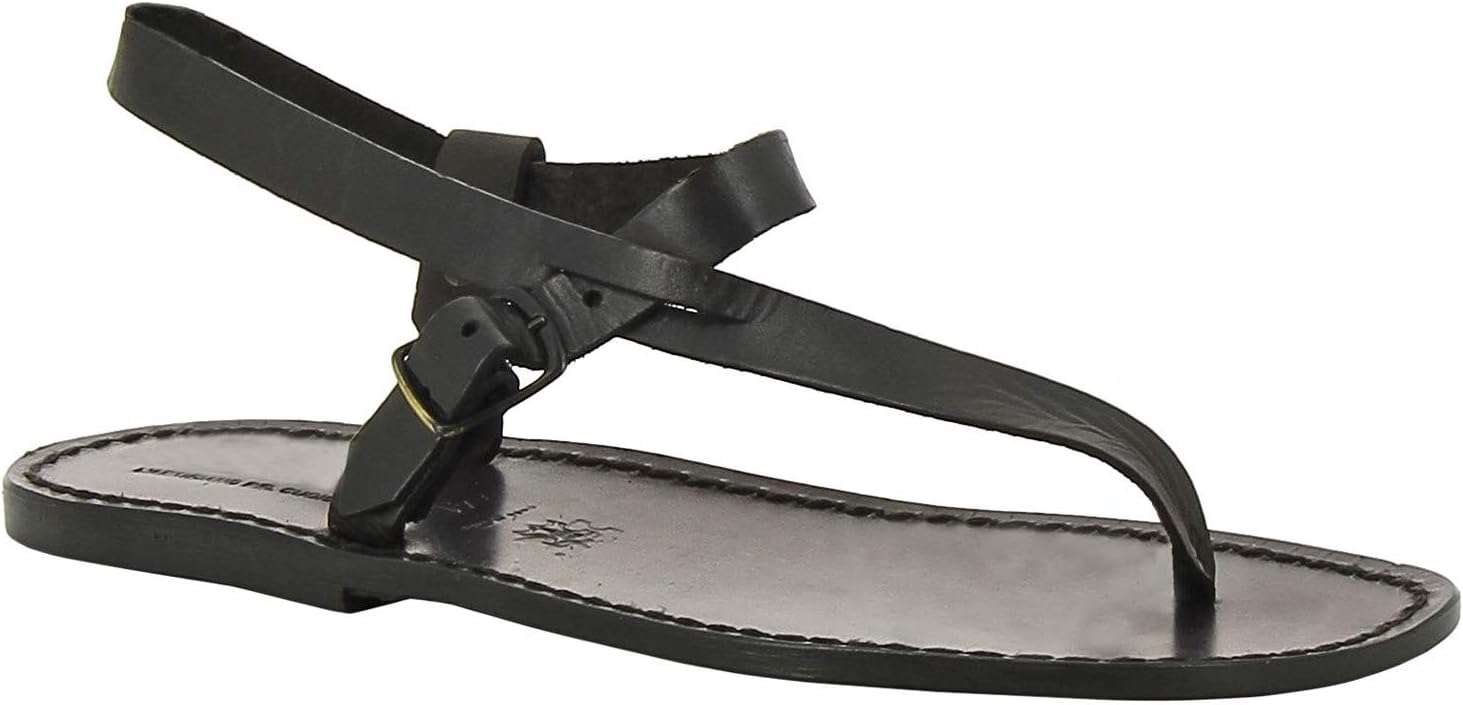 

Мужские сандалии-вьетнамки ручной работы из черной кожи Gianluca - L'Artigiano Del Cuoio