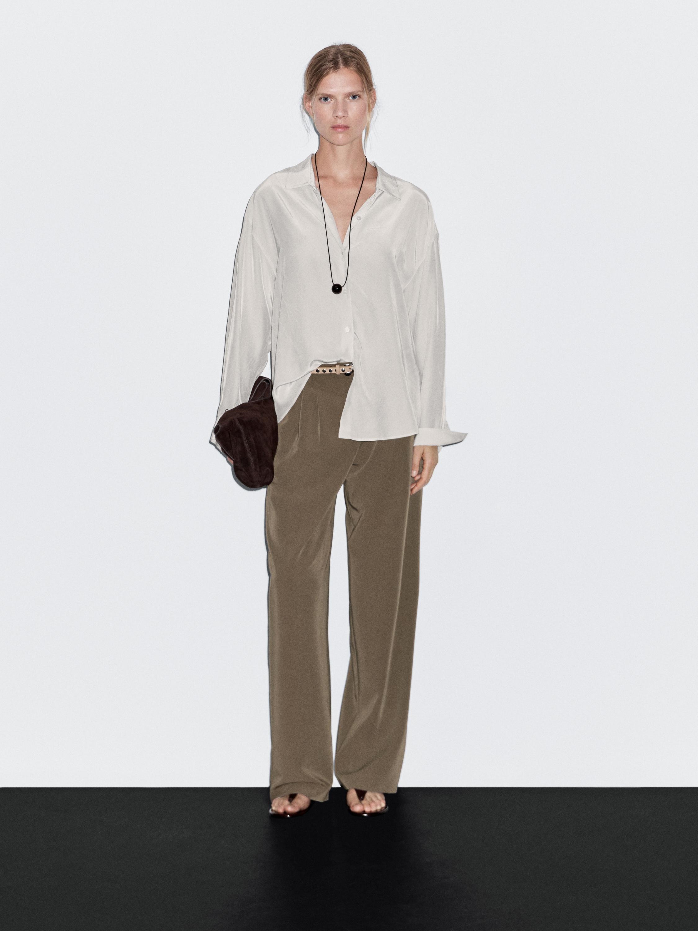 

Широкие брюки свободного кроя с вытачками Massimo Dutti, Mole Brown