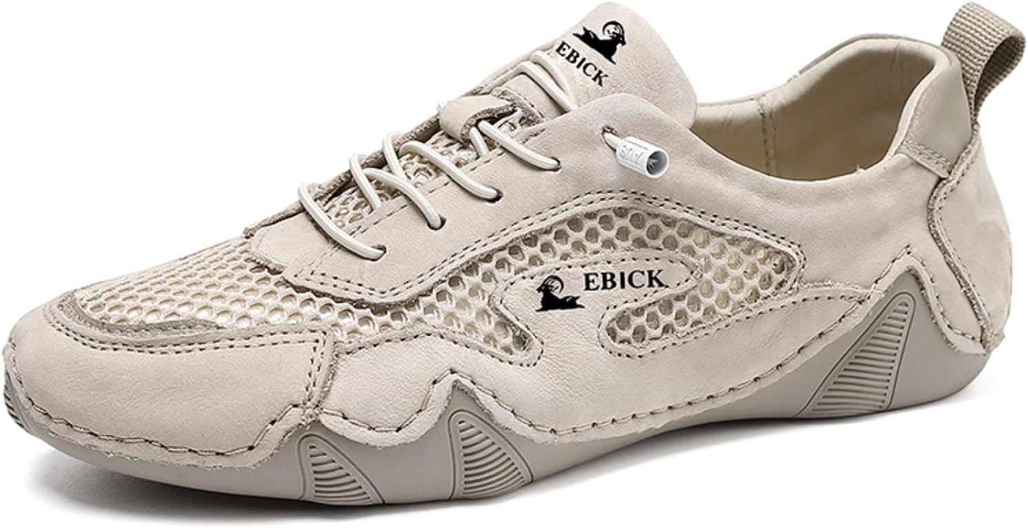 

Женские кожаные кроссовки Boxpopla с сеткой для улицы, для походов и прогулок, унисекс, нескользящие, на молнии, легкие, дышащие, комфортные, мягкие, летние спортивные туфли для вождения, бежевый