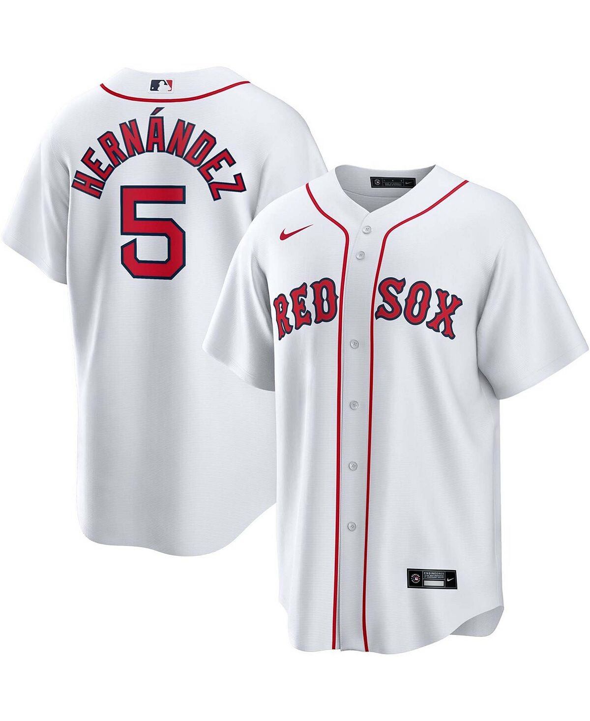 

Мужская футболка Enrique Hernandez White Boston Red Sox Home, официальная копия игрока Nike