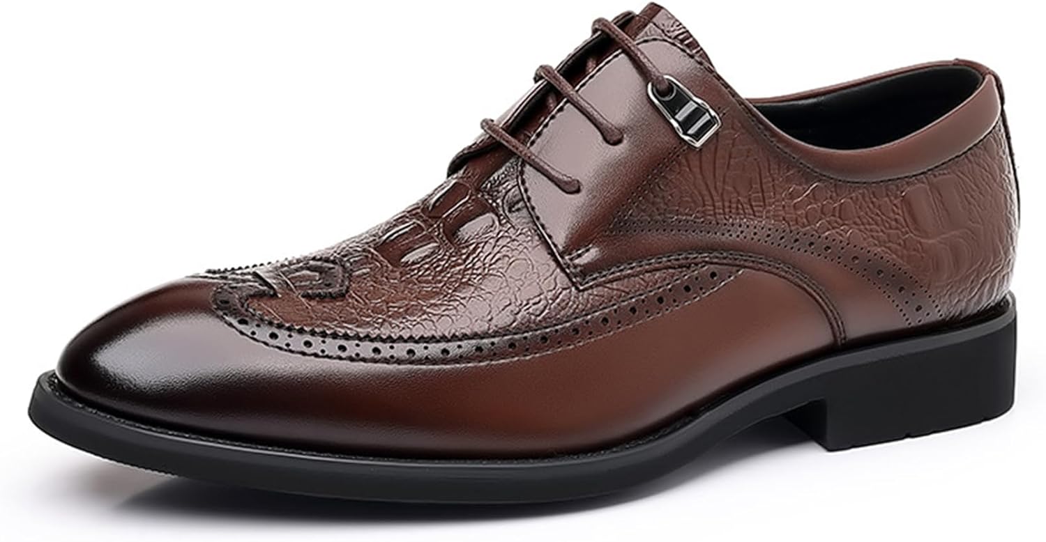 

Мужские классические туфли ADMLZQQ с шнуровкой, оксфорды с простым носком, современные формальные кожаные туфли для мужчин, коричневый