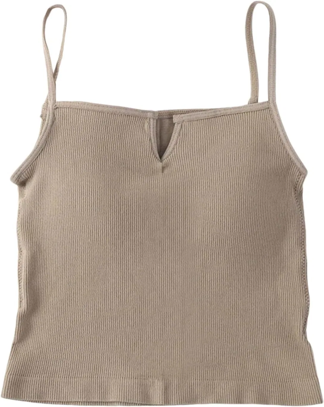 Топ-майка с встроенным бюстгальтером для женщин, Ribbed, Khaki — фото 4