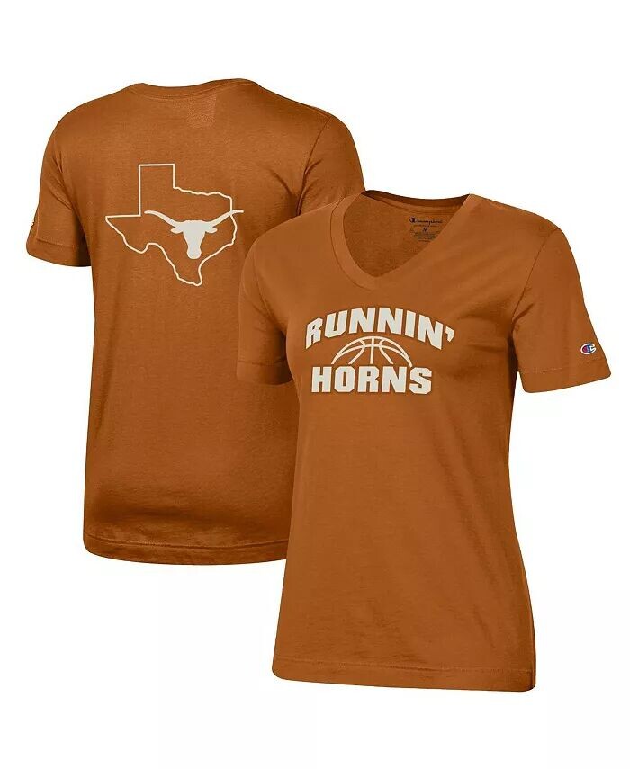 

Женская оранжевая футболка Texas Longhorns Runnin' Horns с v-образным вырезом Champion