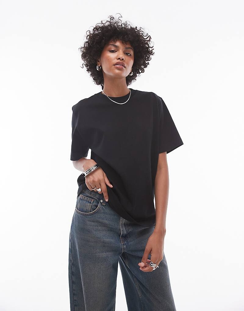 

Topshop — футболка премиум-класса с короткими рукавами черного цвета