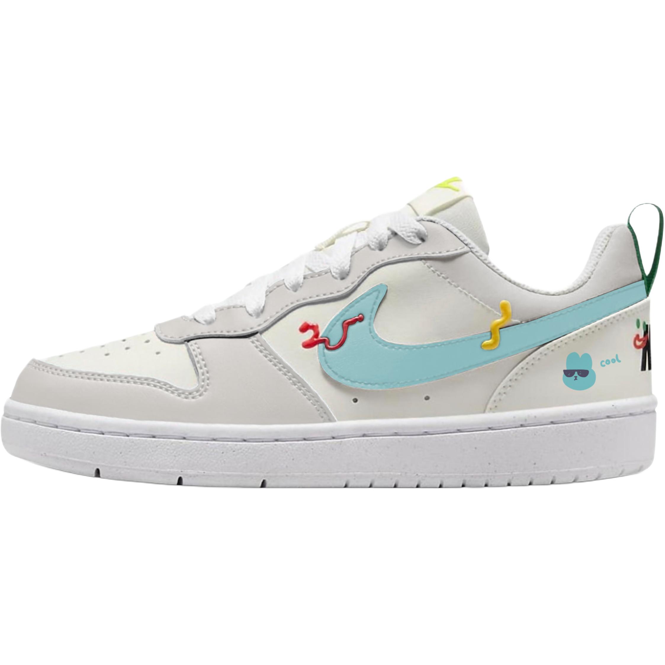 

Nike Кроссовки Court Borough Light Blue Cool Bunny с нескользящим верхом для скейтбординга для детей, белые, серые, подростковые