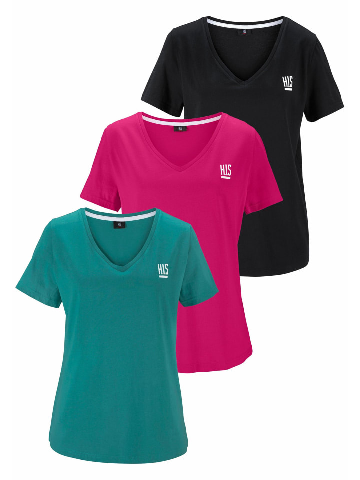 

Футболка черного, розового и бирюзового цветов H.I.S., Черный, Футболка черного, розового и бирюзового цветов H.I.S.