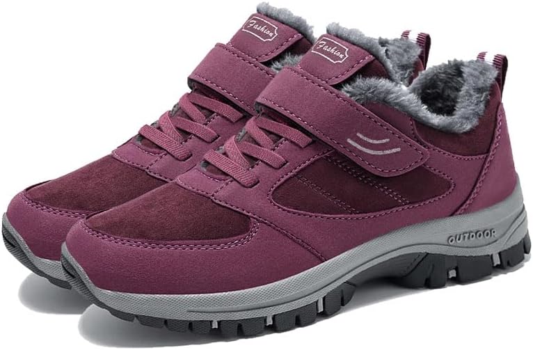 

Мужские удобные зимние ботинки против скольжения с застежкой на липучке, повседневные кроссовки для пожилых ODIPON, Burgundy