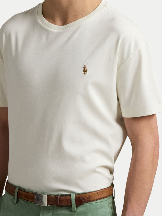 Футболка облегающего кроя на заказ 710740727094 Polo Ralph Lauren, экрю — фото 4