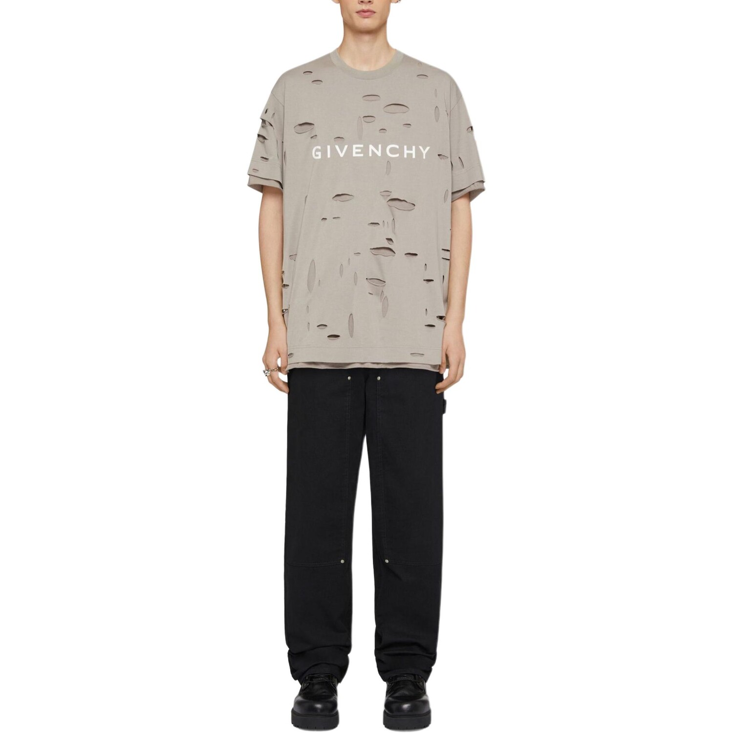 Футболка мужская серо-коричневая Givenchy, коричневый — фото 2