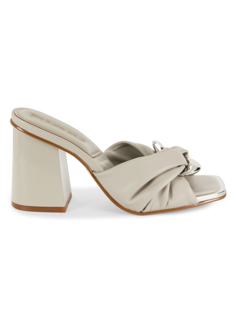 Сандалии Silas с цепочкой и блочным каблуком DKNY, цвет Satin Grey