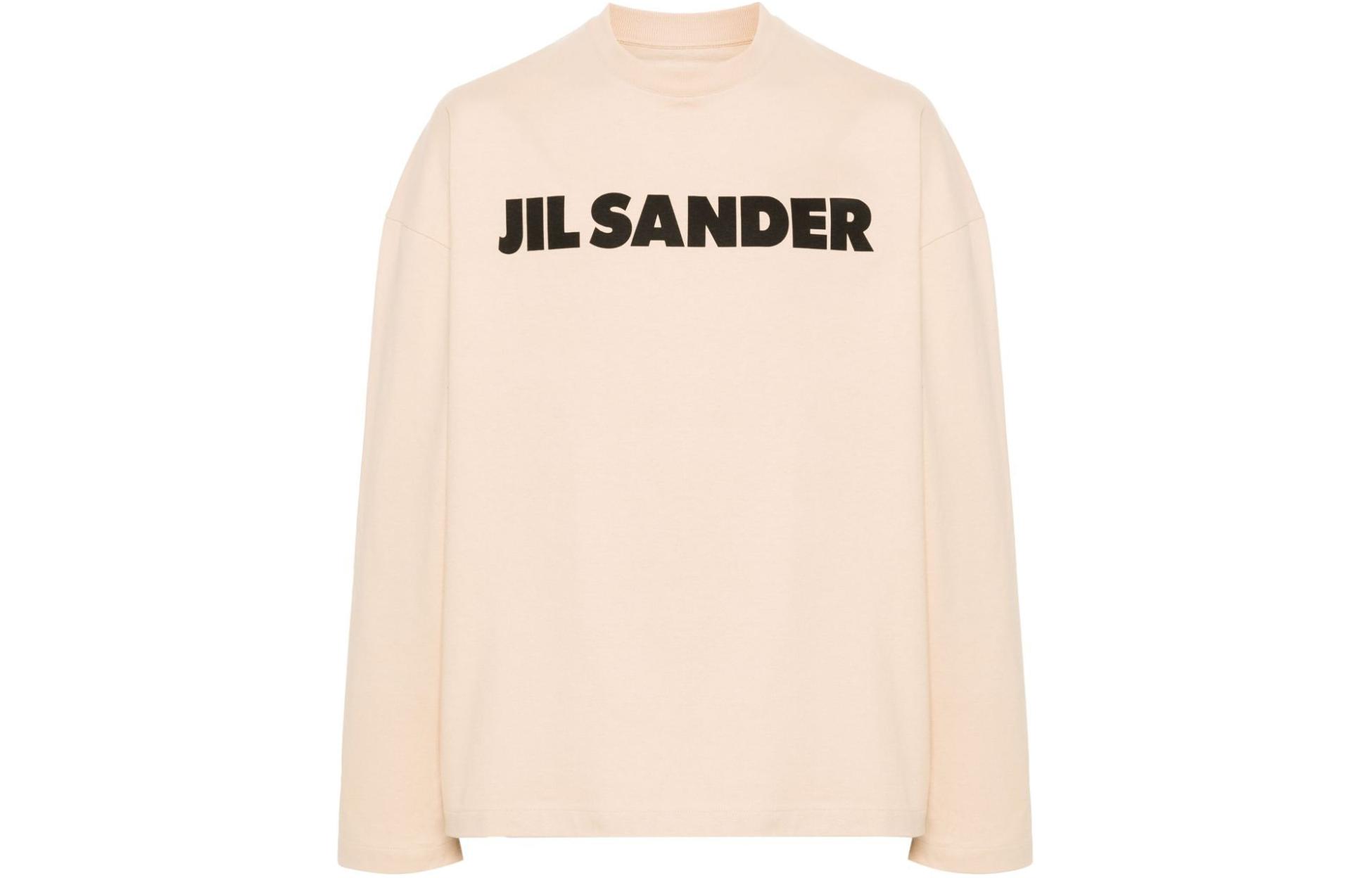 Футболка из хлопка с логотипом JIL SANDER, бежевый — фото 3