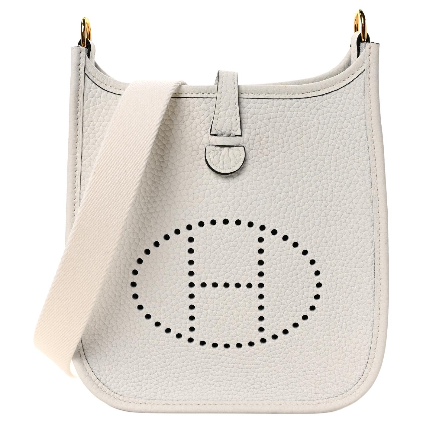 

HERMES Сумка кроссбоди Evelyne из телячьей кожи мини кремово-белая женская