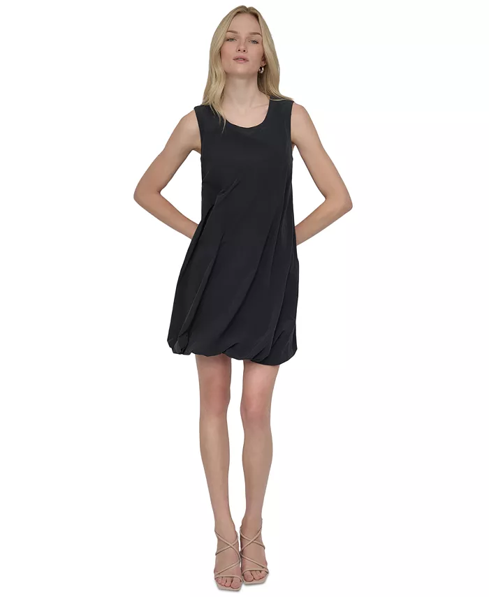 

Женское платье с круглым вырезом, без рукавов и расклешенным подолом DKNY, черный
