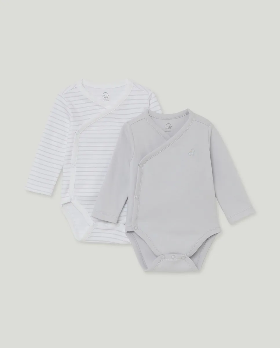 

Пакет из двух боди для новорожденных с длинным рукавом Cotton Juice, черный