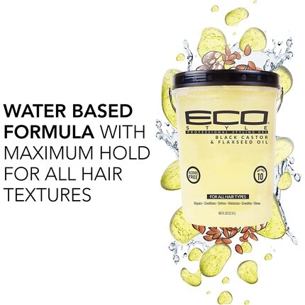 ECOCO Eco Style Гель с черным касторовым маслом льняного семени для ухода и блеска волос 5 фунтов/2,36 л — фото 2