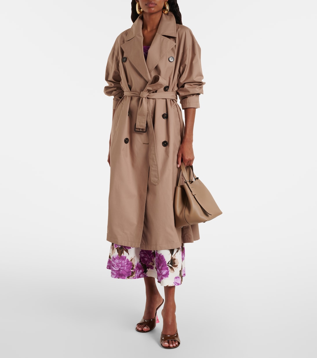 Пальто-тренчкот Fiorito из хлопчатобумажной ткани Max Mara, Light Camel — фото 2