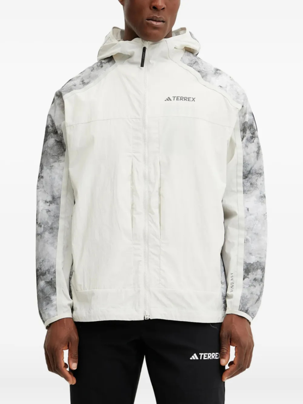 

Куртка с капюшоном и мраморным принтом Adidas x National Geographic WIND.RDY, белый