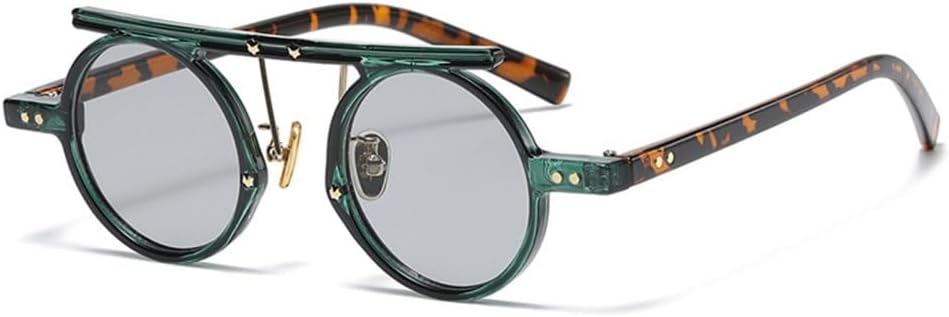 

Ретро маленькие круглые женские солнцезащитные очки, модные очки в стиле панк с двойной перемычкой, градиентные мужские солнцезащитные очки с двухцветными заклепками, защита от УФ-излучения UV400 TYUVIVO, Gradient Gray