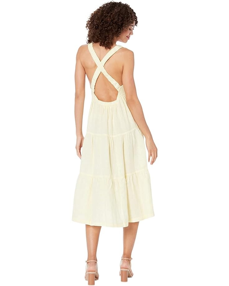 

Платье bella dahl Scrunch Strap Tiered Midi Dress, цвет Pale Chartreuse