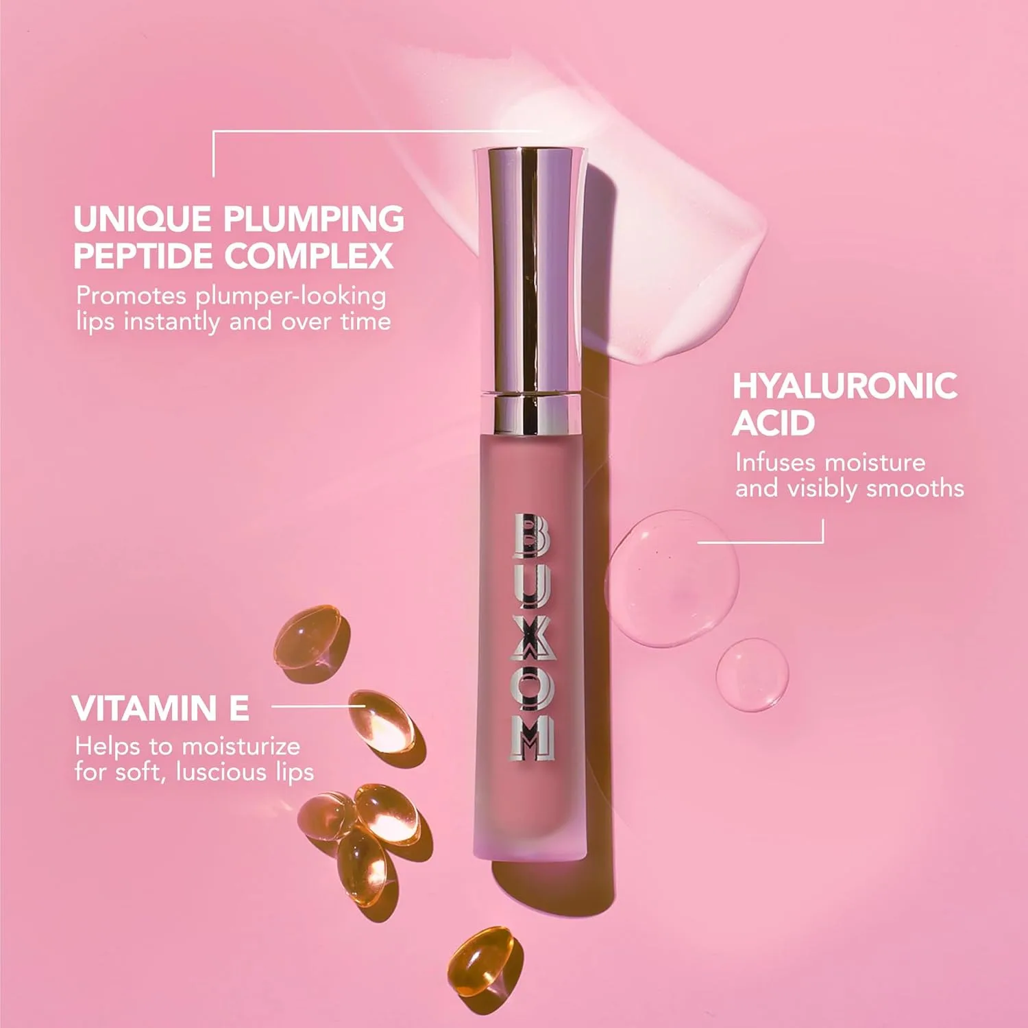 Buxom Full-On Plumping Lip Cream - увлажняющий блеск для губ с пептидами и гиалуроновой кислотой, придающий губам объем и мягкость. Формула с высоким блеском. Не тестируется на животных., Bellini (Fresh nectar) — фото 4