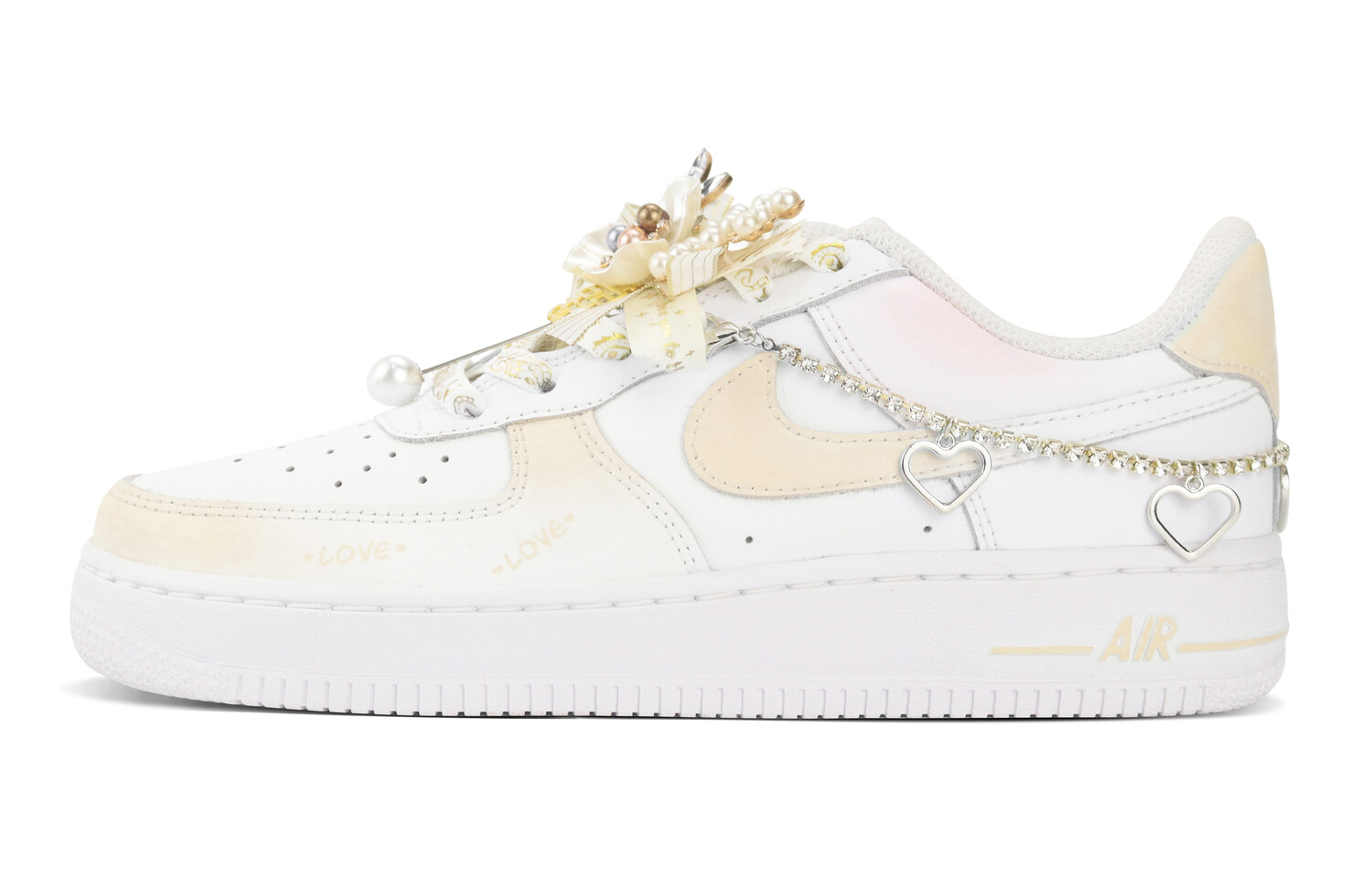 

Кроссовки для скейтбординга Air Force 1 женские с низким верхом, белый/пшеничные Nike