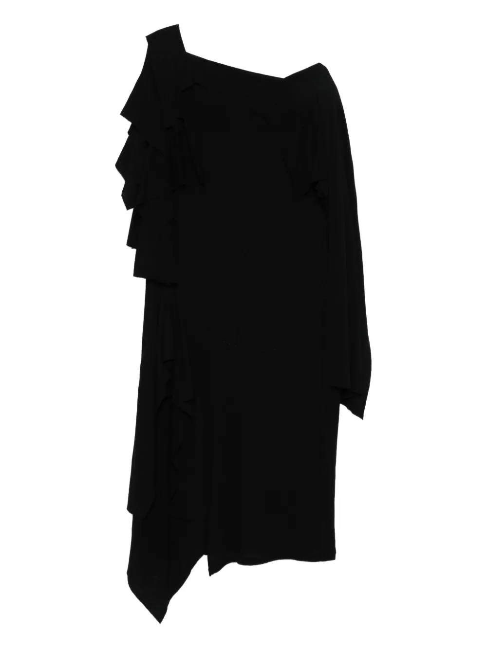 

Драпированное платье с оборками Yohji Yamamoto, черный