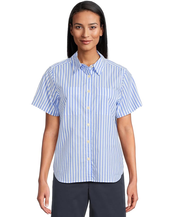 

Рубашка L.L.Bean Essential Cotton Poplin Shirt Short-Sleeve, цвет Arctic Blue Stripe